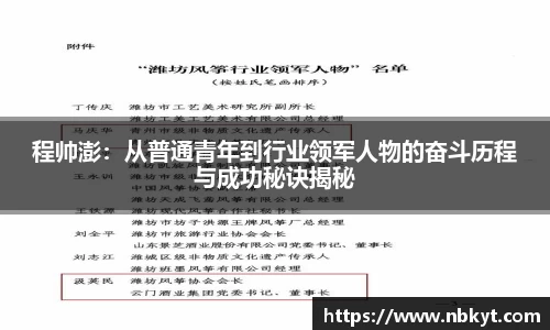 程帅澎：从普通青年到行业领军人物的奋斗历程与成功秘诀揭秘